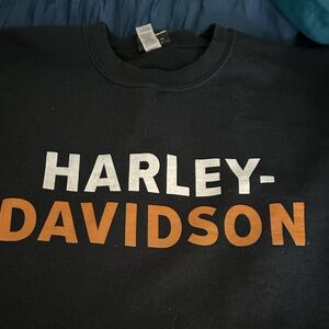 Harley-Davidson Black crew neck sweatshirt with Orange & White Logo